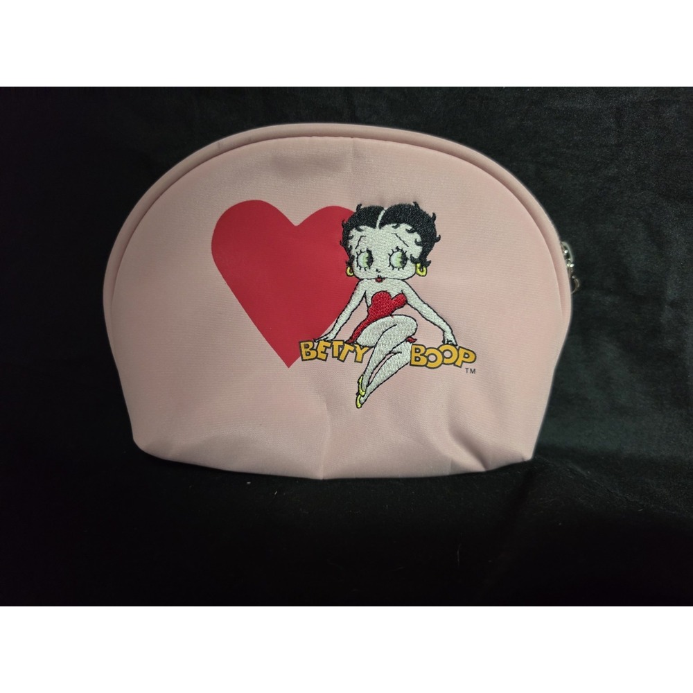 Betty Boop Makeup Bag Change Purse Pink Heart Zipper Pouch Accessory